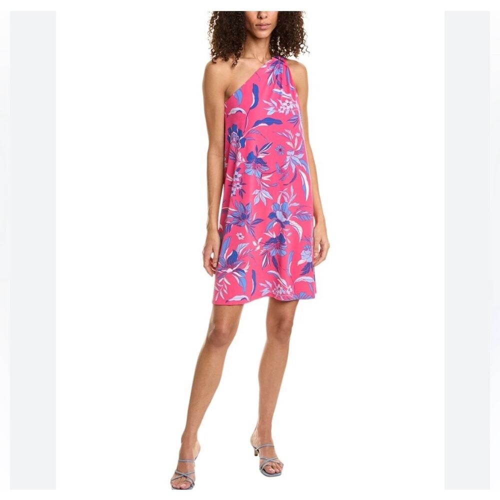 Tommy Bahama Romantic Blooms One Shoulder Dress Bright Blush Pink NWT L - Picture 2 of 8